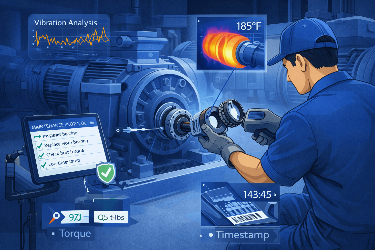 Maintenance execution with protocol-driven documentation and evidence capture