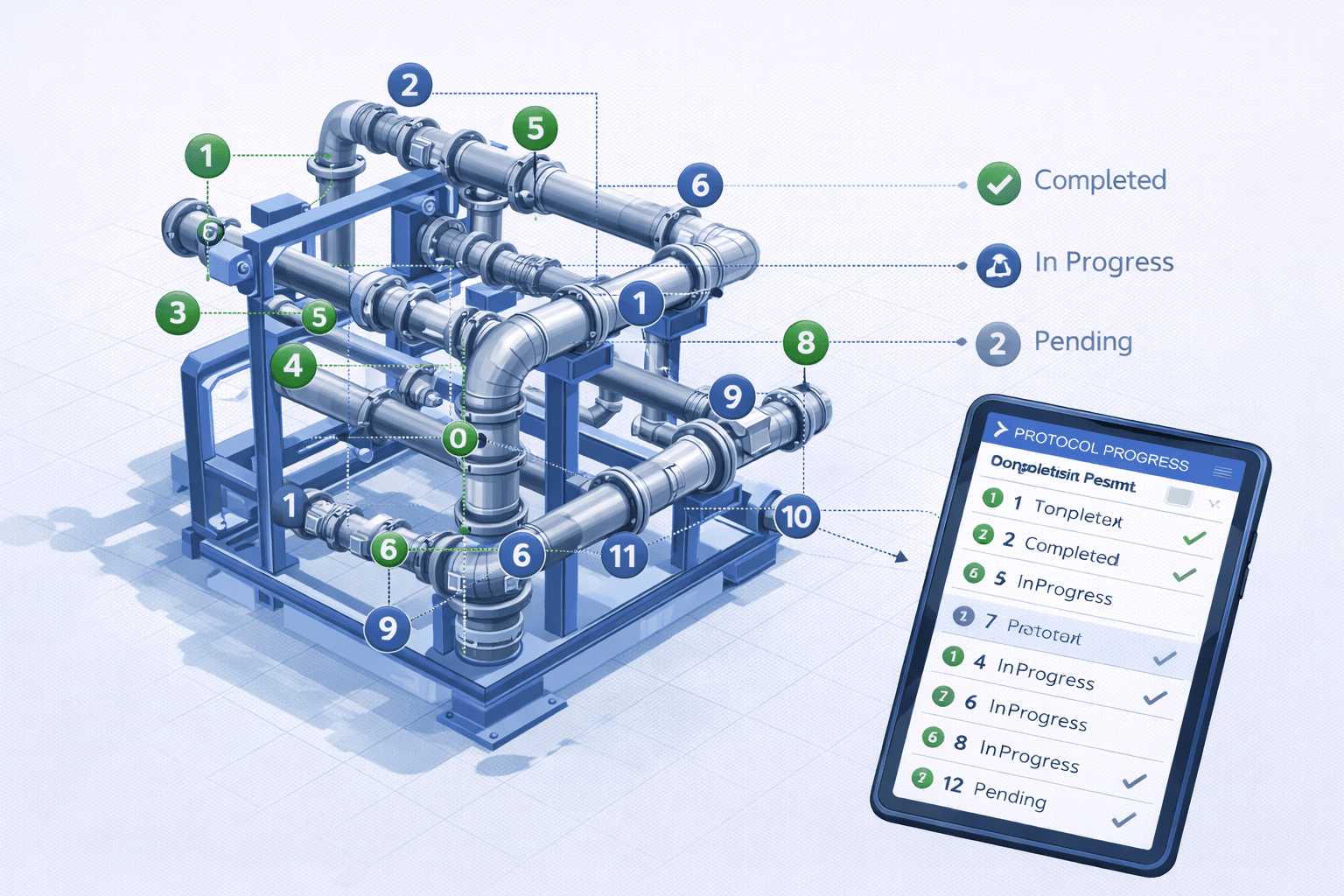 Inspection and testing with protocol-driven evidence capture and verification